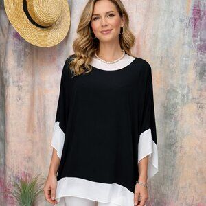 📌Yessica  Stylish Navy Style Top with Overlay